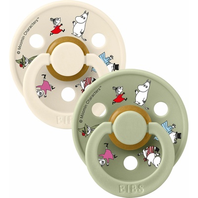 Bibs x Moomin Colour cumlíky z prírodného kaučuku 2ks Friends Ivory Mix