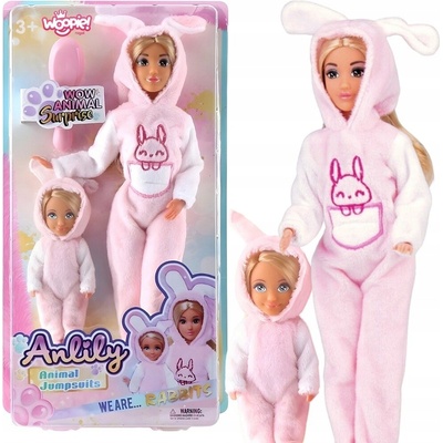 Woopie LILY, RŮŽOVÉ OVERALY KRÁLÍČCI 2 ks
