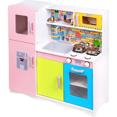 EcoToys Detská drevená kuchynka s vybavením Multicolor