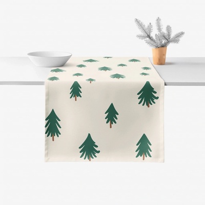 Goldea behúň z pevnej bavlny stromčeky na režnom 35x180 cm