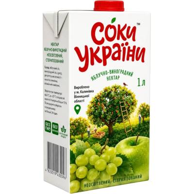 Soky Ukrajiny Jablečno-hroznový nektar 1 l