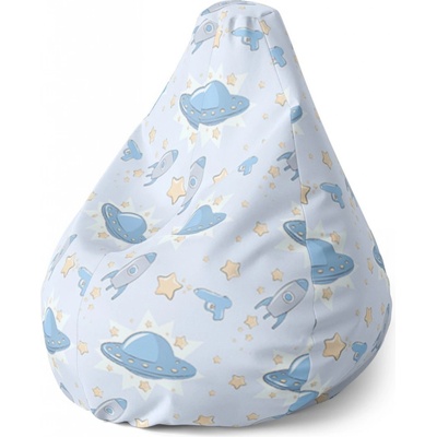 Sablio Sedací vak Pear Létající talíře a rakety 70 x 95 x 15 cm