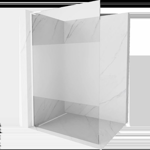 Mexen Kioto L стъклена преграда за душ Walk-in 110 x 200 см, прозрачна/мразовита, бяла - 800-110-103-20-35 (800-110-103-20-35)