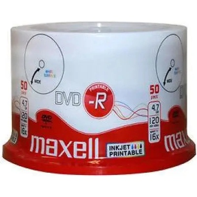 DVD-R MAXELL, 4, 7 GB, 16x, Printable, 50 pk cake box (ML-DDVD-R-50PR)