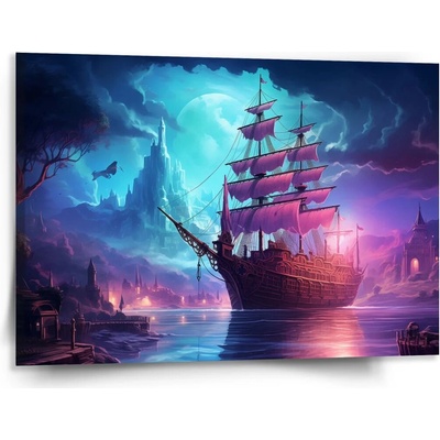 Sablio Obraz Magická plachetnica pod mesiacom - 150x110 cm