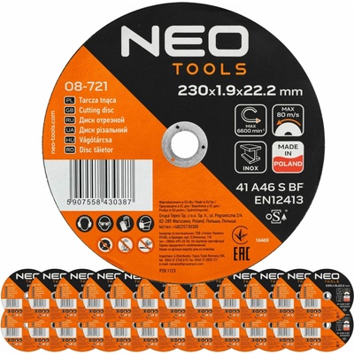 Neo Tools Rezné kotúče 230 x 1,9 x 22,2 mm PL 08-721 25 ks
