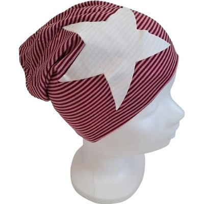 dětská beanie čepice Bordó pruhy