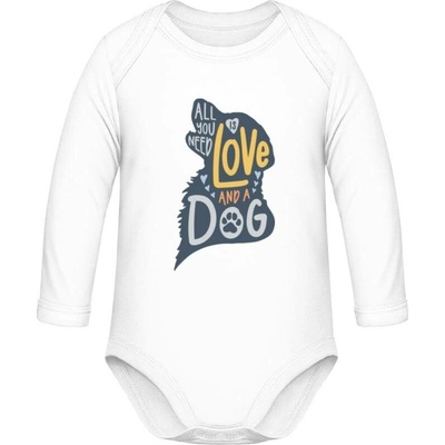 Dětské body s dlouhým rukávem Design Vše co potřebujete je láska a pes Bílá Dětské