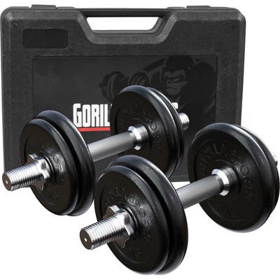 Gorilla Sports jednoruční litinový set + kufřík, 20 kg