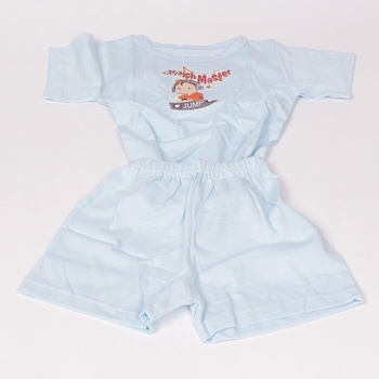 Детска лятна пижама в светлосин цвят с апликация на момче със слушалки