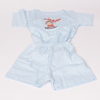 Детска лятна пижама в светлосин цвят с апликация на момче със слушалки