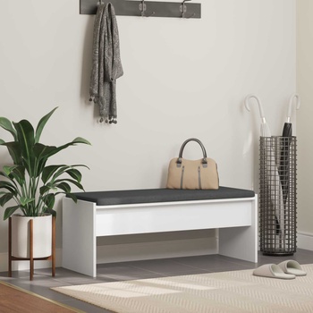 vidaXL Пейка за коридор с възглавница Бяло 100 x 38 x 46 см (891560)