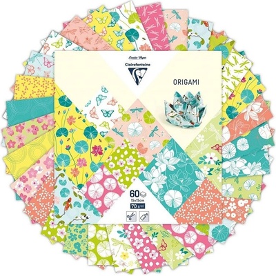 Clairefontaine Papíry na origami 15x15cm 60ks vodní květy