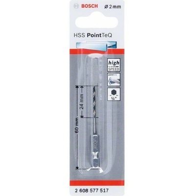 Свредло за метал BOSCH HSS PointTeQ HEX с 6-гранна опашка; 2 мм 2608577517 (2608577517)