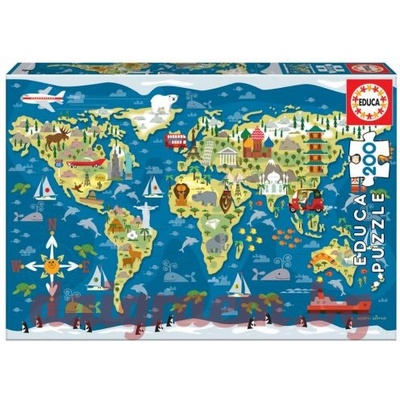 Educa Пъзел educa 19292 - 200 части - Карта на света (edu19292)