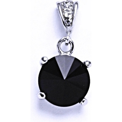 Čištín Stříbrný přívěšek s krystalem Swarovski Rivoli barva JetP1188/2