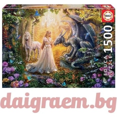 Educa Пъзел educa 17696 - 1500 части - Дракон, Принцеса и Еднорог (edu17696)