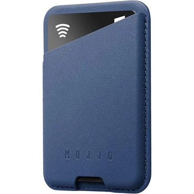 Mujjo MagWallet Leather Card Holder with MagSafe - кожен портфейл (джоб) за прикрепяне към iPhone с MagSafe (син)