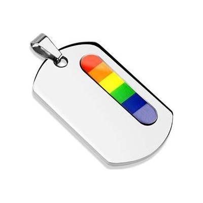 Šperky4U Ocelový přívěšek destička LGBT duha OPP1748
