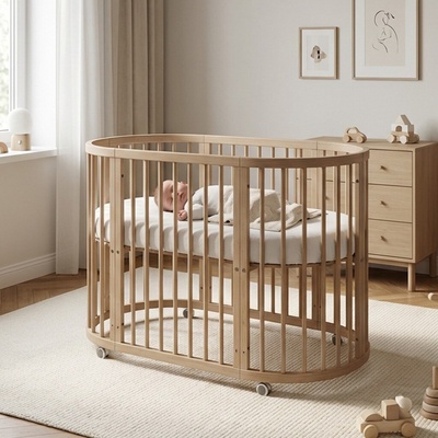 New Baby rostoucí postýlka 3v1 oválná + matrace kašmírová
