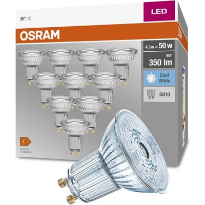 Osram 10PAK LED žiarovka GU10 4,3W = 50W 350lm 4000K Neutrálna 36°