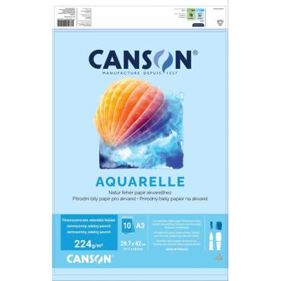 Canson akvarelový blok CP 224 g/m² A3 10 listov lepený