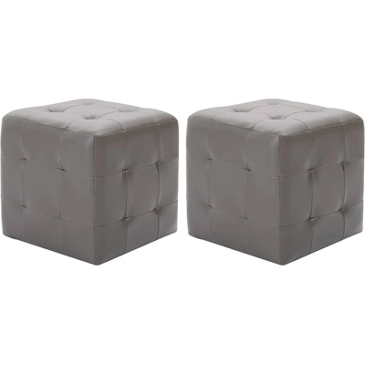 vidaXL Пуфове, 2 бр, сиви, 30x30x30 см, изкуствена кожа (278381)
