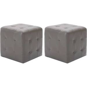 vidaXL Пуфове, 2 бр, сиви, 30x30x30 см, изкуствена кожа (278381)