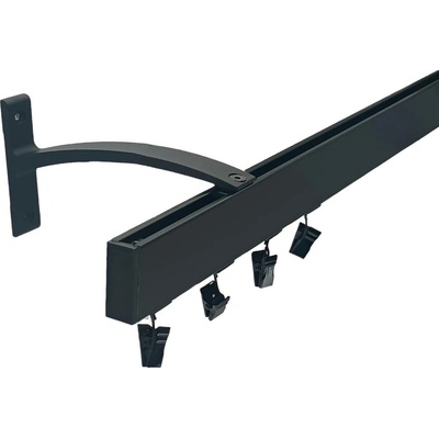 Kovovégarnýže Garnýže Square line elegance plug černá matná Dvouřadá, 251-300cm, nacvakávací jezdec s háčkem