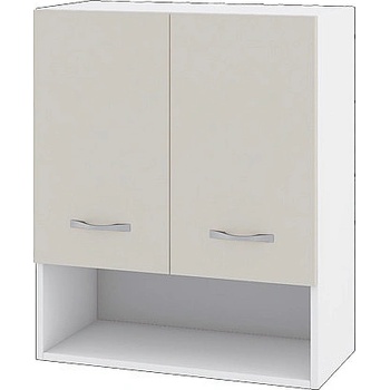 ИРИМ Горен шкаф с две врати и ниша Сити БС-7 бяло гладко / сатен 60 см