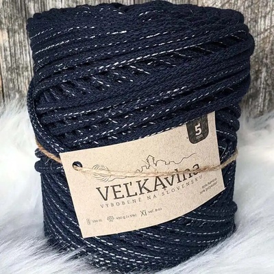 Velká vlna Špagát 5mm Safír se stříbrným lurexem