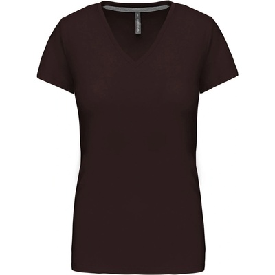 Kariban v-neck k381 / Дамска тениска с къс ръкав - шоколадова m (20k38114002)