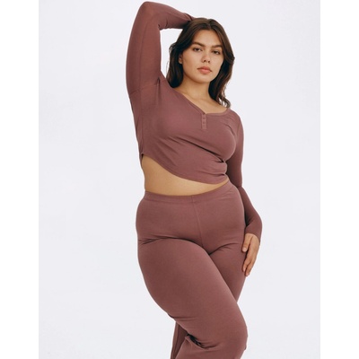 Organic Basics Core Sport Henley Long-Sleeve Tee Rose Wood