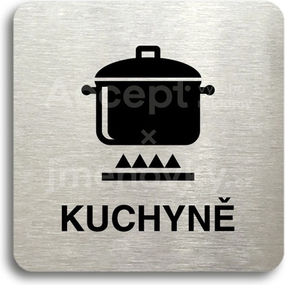 ACCEPT Piktogram kuchyně - stříbrná tabulka - černý tisk bez rámečku