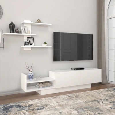 TopMebel Телевизионен модул Egemen меламин в бял цвят 180x32x40см