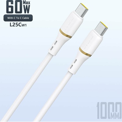 Dudao L25C USB-C / USB-C silikonový 60 W 1m bílý