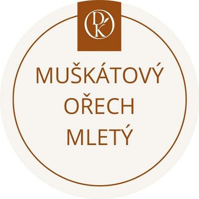 Davídkovo koření Etiketa Muškátový ořech mletý béžová průměr 4,5 cm 1 ks