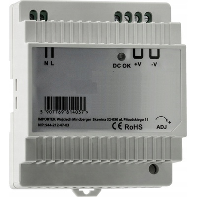 BERGE LED zdroj na DIN lištu 24V - 60W - 2,5A PS-DIN-24V-60W