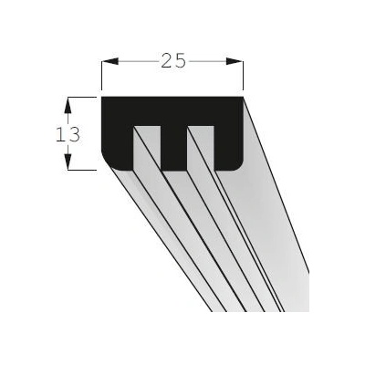 Lišta nábytková pro horní posun skla dub 25x13mm, délka 70cm