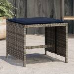 vidaXL Външни табуретки с възглавници 4 бр сиви 40x40x35 см полиратан (4007490)