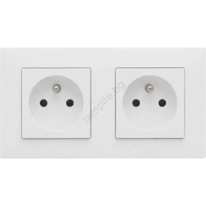 Legrand - Двойна домашна контактна розетка с рамка NILOE STEP 250V бяла (LR0049B)