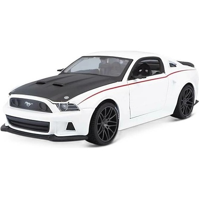 Maisto Ford Mustang Street Racer kovový model hračka na baterie světla zvuk Bílá 1:24