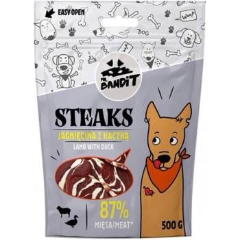 VetExpert Mr. Bandit STEAKS Lamb with duck - лакомство за кучета, агнешко и патешко месо с ароматна треска, 500 гр - Полша