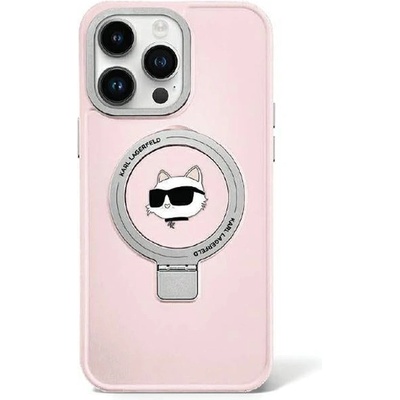 KARL LAGERFELD Кейс Karl Lagerfeld KLHMP15LHMRSCHP за iPhone 15 Pro 6.1"", розов / розов, твърд, Ring Stand Choupette Head MagSafe