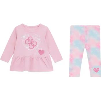 Guess Комплект розова блуза с дълъг ръкав и цветен клин за бебе момиче Guess