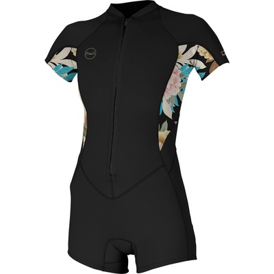 O'Neill Wms Bahia 2/1 Front Zip S/S Spring black/mikah floral/black