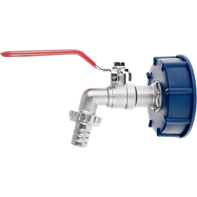 Ventil kovový pre IBC kontajner 1000 l, závit 3/4", výstup na 1/2" hadicu, GEKO