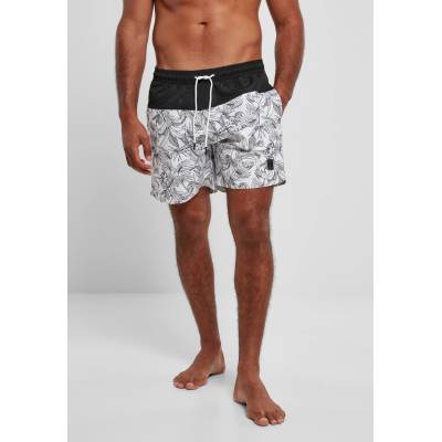 Urban Classics Мъжки къси панталони в черно и бяло Urban Classics Low Block Pattern Swim Shorts UB-TB3963-02832 - Черен, размер S