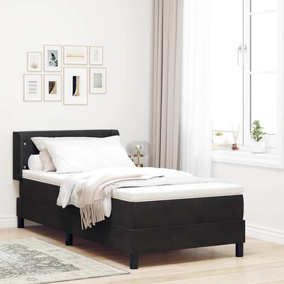 Postel s boxspringem s čelo Černý 190 x 90 cm samet