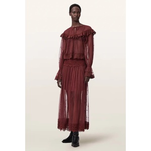 AllSaints блуза с волани дамска от дантела UNRULY SUSIE LS TEE (W065PE)
